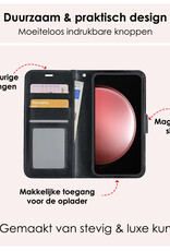 NoXx Hoes Geschikt voor Samsung S23 FE Hoesje Book Case Hoes Flip Cover Wallet Bookcase Met Screenprotector - Zwart