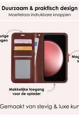 NoXx Hoes Geschikt voor Samsung S23 FE Hoesje Book Case Hoes Flip Cover Wallet Bookcase Met 2x Screenprotector - Bruin