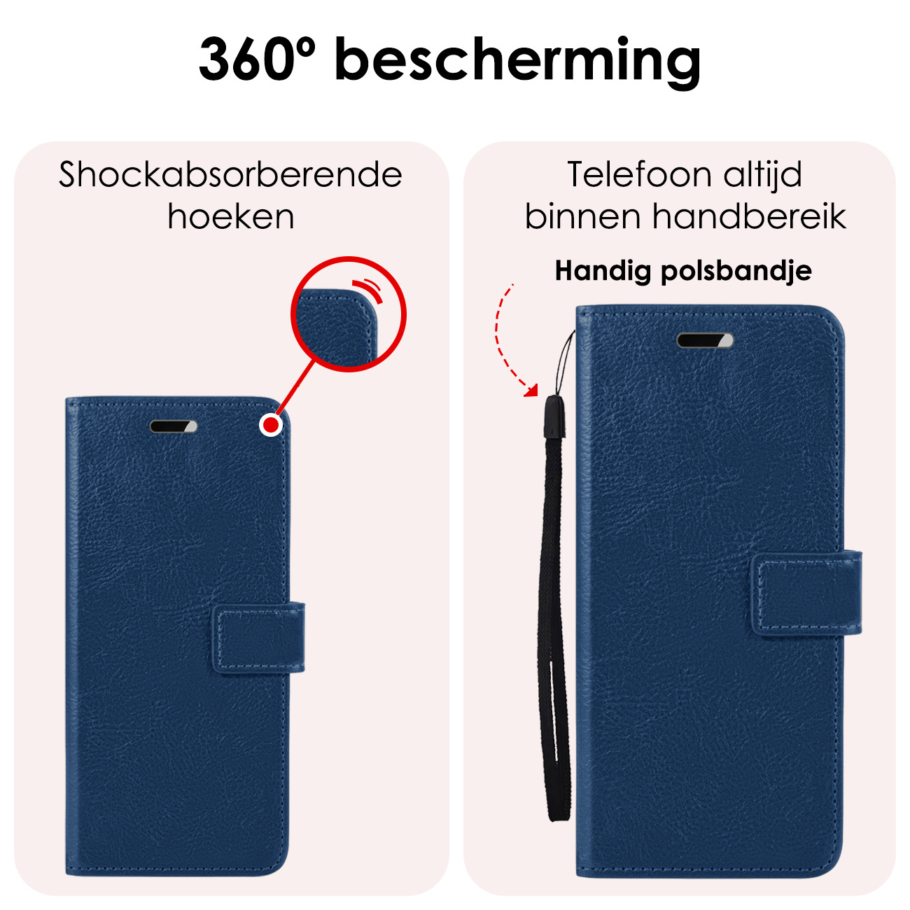 NoXx Hoes Geschikt voor Samsung S23 FE Hoesje Book Case Hoes Flip Cover Wallet Bookcase Met 2x Screenprotector - Donkerblauw