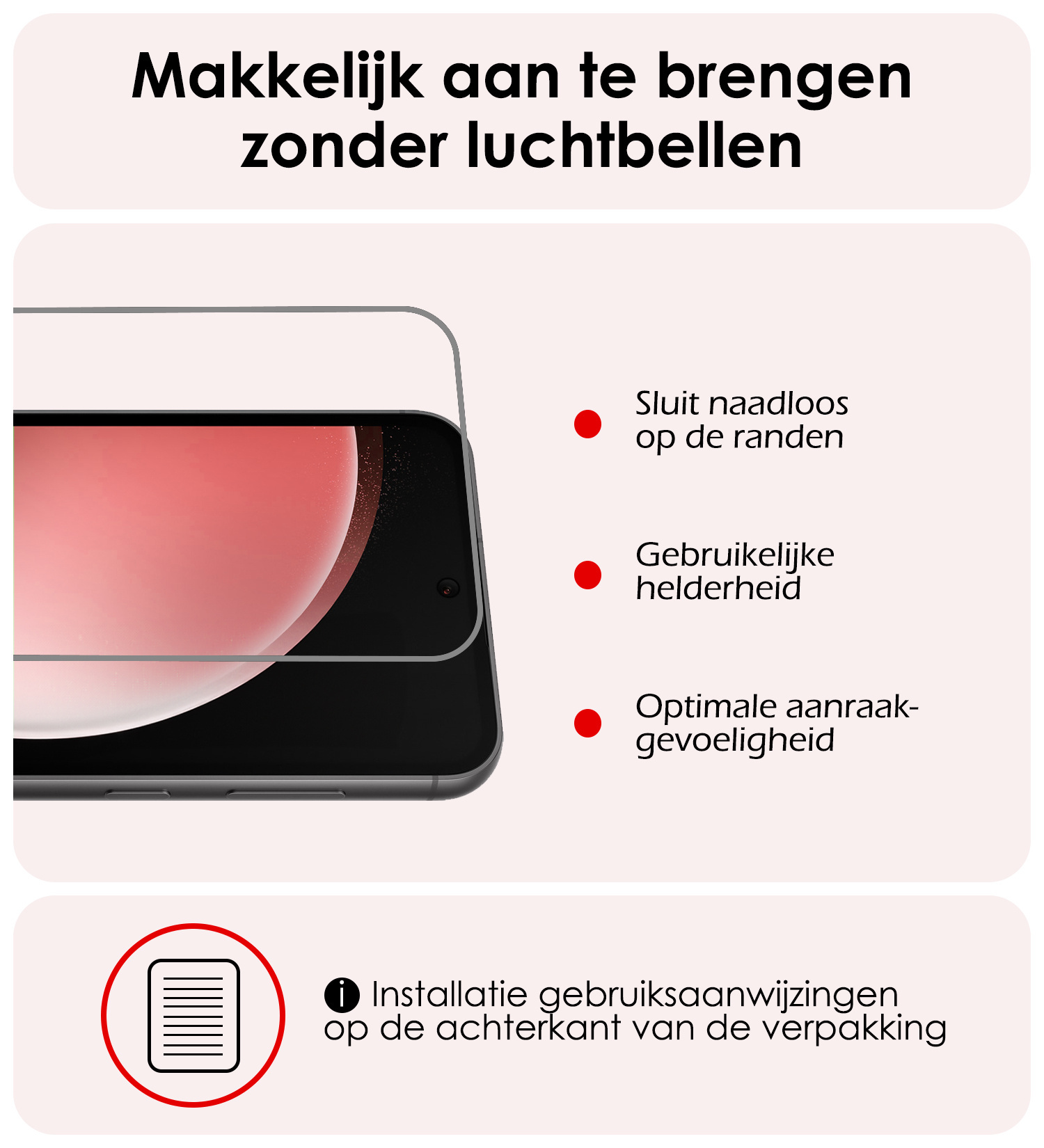 NoXx Hoes Geschikt voor Samsung S23 FE Hoesje Book Case Hoes Flip Cover Wallet Bookcase Met 2x Screenprotector - Lichtroze