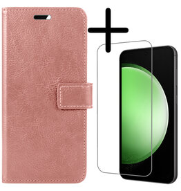 BASEY. BASEY. Samsung Galaxy S23 FE Hoesje Bookcase Met Screenprotector - Rose Goud