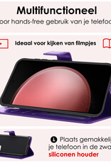 NoXx Hoes Geschikt voor Samsung S23 FE Hoesje Book Case Hoes Flip Cover Wallet Bookcase Met 2x Screenprotector - Paars