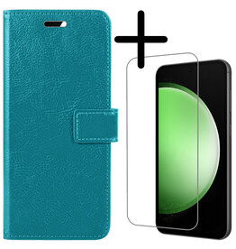 BASEY. BASEY. Samsung Galaxy S23 FE Hoesje Bookcase Met Screenprotector - Turquoise