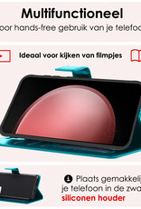 NoXx Hoes Geschikt voor Samsung S23 FE Hoesje Book Case Hoes Flip Cover Wallet Bookcase Met 2x Screenprotector - Turquoise