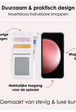 NoXx Hoes Geschikt voor Samsung S23 FE Hoesje Book Case Hoes Flip Cover Wallet Bookcase Met 2x Screenprotector - Wit