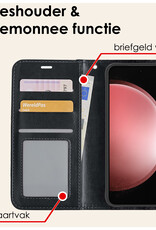 NoXx Hoes Geschikt voor Samsung S23 FE Hoesje Book Case Hoes Flip Cover Wallet Bookcase Met 2x Screenprotector - Zwart