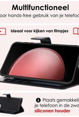 NoXx Hoes Geschikt voor Samsung S23 FE Hoesje Book Case Hoes Flip Cover Wallet Bookcase Met 2x Screenprotector - Zwart