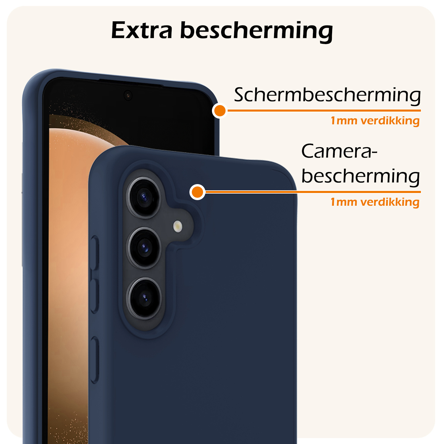 Nomfy Hoesje Geschikt voor Samsung S23 FE Hoesje Siliconen Cover Case Met Screenprotector - Hoes Geschikt voor Samsung Galaxy S23 FE Hoes Back Case - Donkerblauw