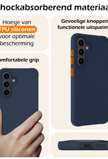 Nomfy Hoesje Geschikt voor Samsung S23 FE Hoesje Siliconen Cover Case Met Screenprotector - Hoes Geschikt voor Samsung Galaxy S23 FE Hoes Back Case - Donkerblauw
