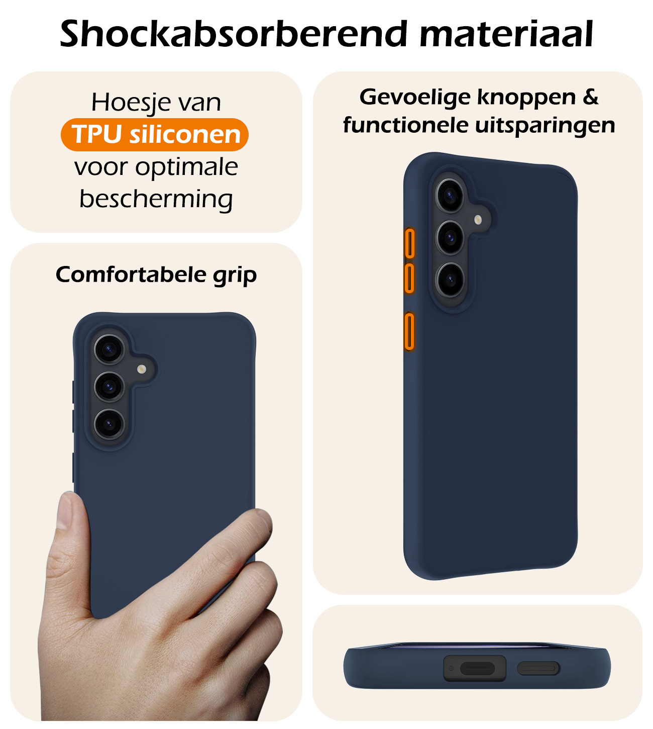 Nomfy Hoesje Geschikt voor Samsung S23 FE Hoesje Siliconen Cover Case Met Screenprotector - Hoes Geschikt voor Samsung Galaxy S23 FE Hoes Back Case - Donkerblauw