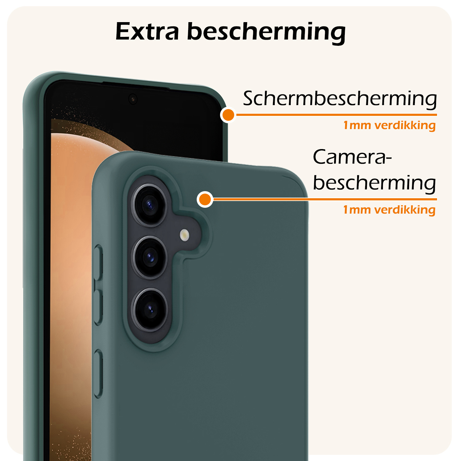 Nomfy Hoesje Geschikt voor Samsung S23 FE Hoesje Siliconen Cover Case Met Screenprotector - Hoes Geschikt voor Samsung Galaxy S23 FE Hoes Back Case - Donkergroen