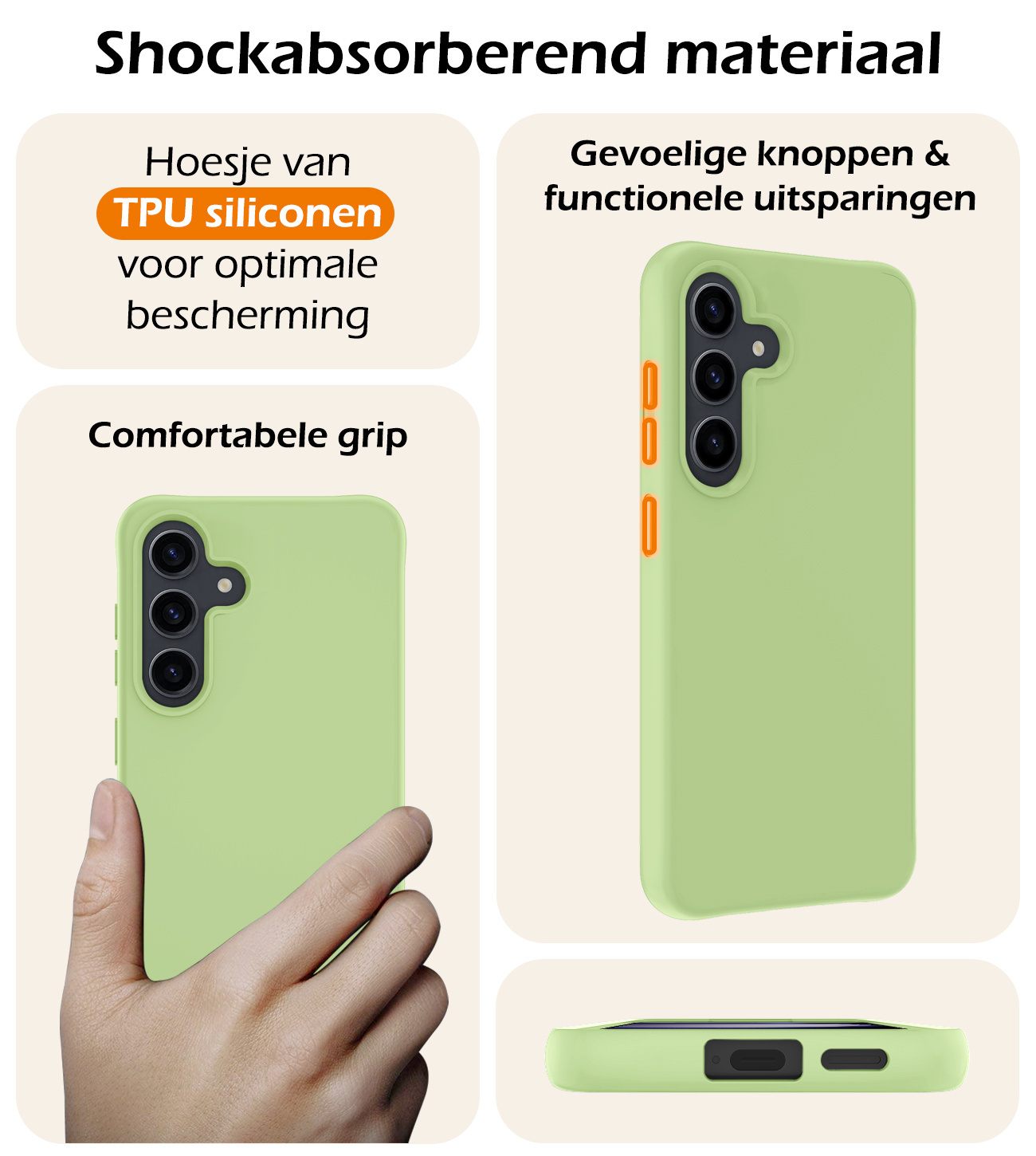 Nomfy Hoesje Geschikt voor Samsung S23 FE Hoesje Siliconen Cover Case Met Screenprotector - Hoes Geschikt voor Samsung Galaxy S23 FE Hoes Back Case - Groen