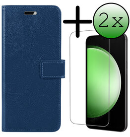 BASEY. BASEY. Samsung Galaxy S23 FE Hoesje Bookcase Met 2x Screenprotector - Donkerblauw