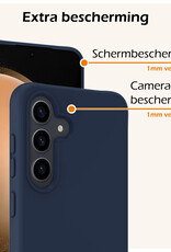 Nomfy Hoesje Geschikt voor Samsung S23 FE Hoesje Siliconen Cover Case Met 2x Screenprotector - Hoes Geschikt voor Samsung Galaxy S23 FE Hoes Back Case - Donkerblauw