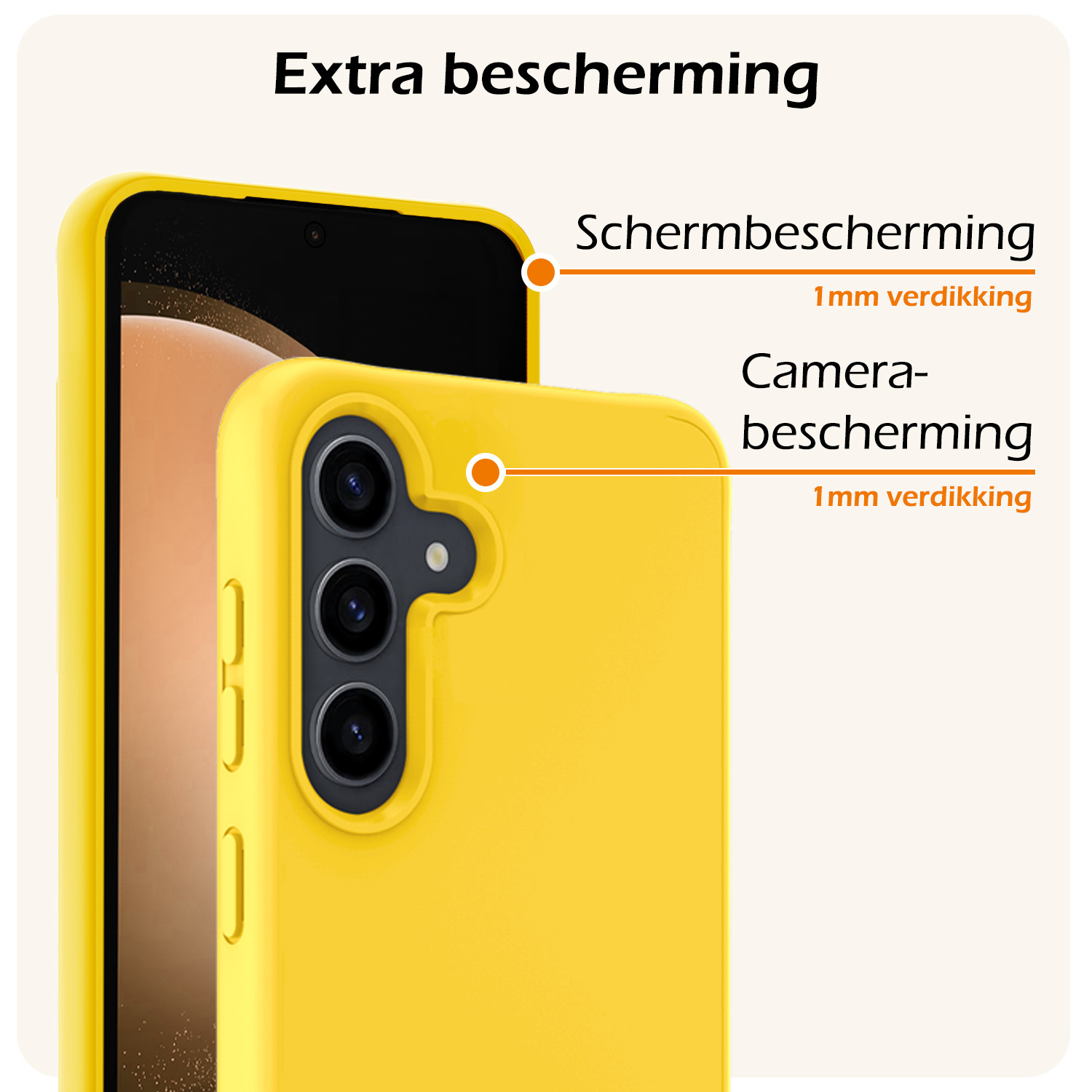 Nomfy Hoesje Geschikt voor Samsung S23 FE Hoesje Siliconen Cover Case Met 2x Screenprotector - Hoes Geschikt voor Samsung Galaxy S23 FE Hoes Back Case - Geel