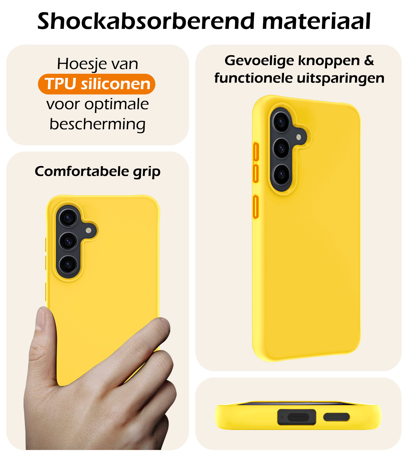 Nomfy Hoesje Geschikt voor Samsung S23 FE Hoesje Siliconen Cover Case Met 2x Screenprotector - Hoes Geschikt voor Samsung Galaxy S23 FE Hoes Back Case - Geel