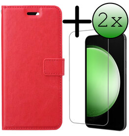 BASEY. BASEY. Samsung Galaxy S23 FE Hoesje Bookcase Met 2x Screenprotector - Rood