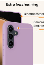 Nomfy Hoesje Geschikt voor Samsung S23 FE Hoesje Siliconen Cover Case Met 2x Screenprotector - Hoes Geschikt voor Samsung Galaxy S23 FE Hoes Back Case - Lila