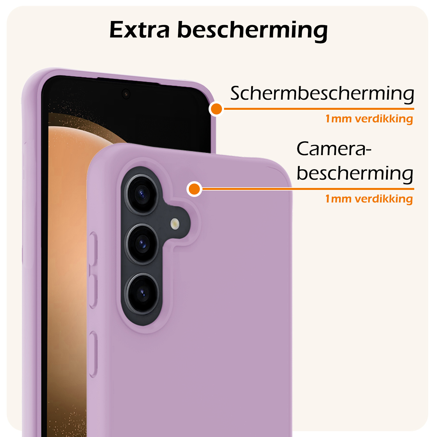 Nomfy Hoesje Geschikt voor Samsung S23 FE Hoesje Siliconen Cover Case Met 2x Screenprotector - Hoes Geschikt voor Samsung Galaxy S23 FE Hoes Back Case - Lila