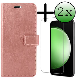BASEY. BASEY. Samsung Galaxy S23 FE Hoesje Bookcase Met 2x Screenprotector - Rose Goud