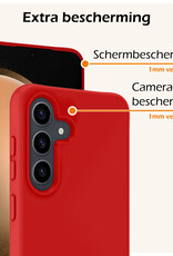 Nomfy Hoesje Geschikt voor Samsung S23 FE Hoesje Siliconen Cover Case Met 2x Screenprotector - Hoes Geschikt voor Samsung Galaxy S23 FE Hoes Back Case - Rood