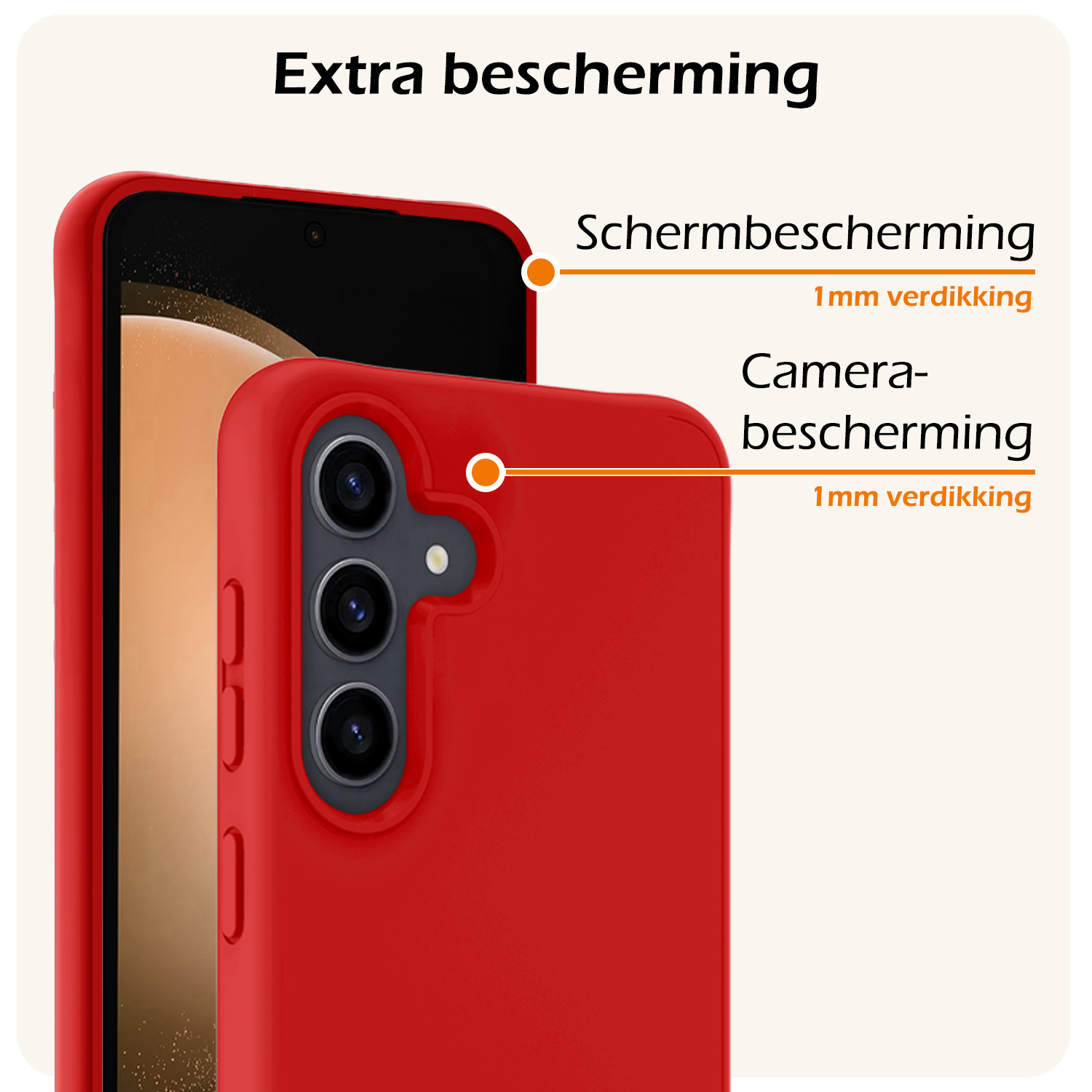 Nomfy Hoesje Geschikt voor Samsung S23 FE Hoesje Siliconen Cover Case Met 2x Screenprotector - Hoes Geschikt voor Samsung Galaxy S23 FE Hoes Back Case - Rood