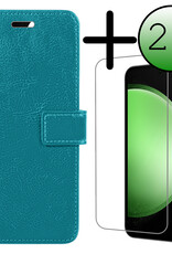 BASEY. Hoes Geschikt voor Samsung S23 FE Hoesje Bookcase Hoes Flip Case Book Cover Met 2x Screenprotector - Hoesje Geschikt voor Samsung Galaxy S23 FE Hoes Book Case Hoesje - Turquoise