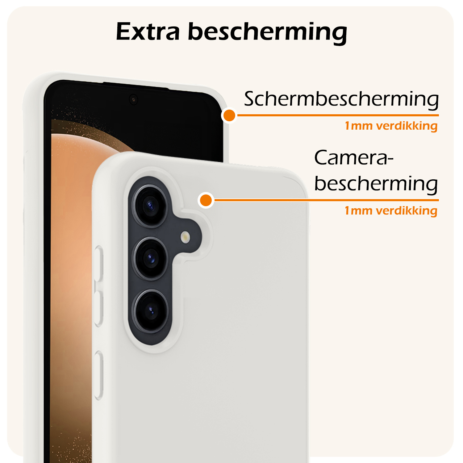 Nomfy Hoesje Geschikt voor Samsung S23 FE Hoesje Siliconen Cover Case Met 2x Screenprotector - Hoes Geschikt voor Samsung Galaxy S23 FE Hoes Back Case - Wit