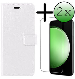 BASEY. BASEY. Samsung Galaxy S23 FE Hoesje Bookcase Met 2x Screenprotector - Wit