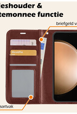 Nomfy Hoesje Geschikt voor Samsung S23 FE Hoes Bookcase Flipcase Book Cover Met Screenprotector - Hoes Geschikt voor Samsung Galaxy S23 FE Hoesje Book Case - Bruin