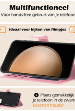 Nomfy Hoesje Geschikt voor Samsung S23 FE Hoes Bookcase Flipcase Book Cover Met Screenprotector - Hoes Geschikt voor Samsung Galaxy S23 FE Hoesje Book Case - Lichtroze