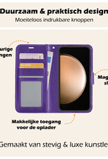 Nomfy Hoesje Geschikt voor Samsung S23 FE Hoes Bookcase Flipcase Book Cover Met Screenprotector - Hoes Geschikt voor Samsung Galaxy S23 FE Hoesje Book Case - Paars