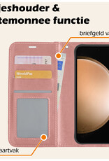 Nomfy Hoesje Geschikt voor Samsung S23 FE Hoes Bookcase Flipcase Book Cover Met Screenprotector - Hoes Geschikt voor Samsung Galaxy S23 FE Hoesje Book Case - Rosé goud