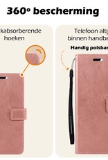 Nomfy Hoesje Geschikt voor Samsung S23 FE Hoes Bookcase Flipcase Book Cover Met Screenprotector - Hoes Geschikt voor Samsung Galaxy S23 FE Hoesje Book Case - Rosé goud