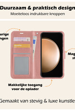 Nomfy Hoesje Geschikt voor Samsung S23 FE Hoes Bookcase Flipcase Book Cover Met Screenprotector - Hoes Geschikt voor Samsung Galaxy S23 FE Hoesje Book Case - Rosé goud
