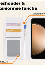 Nomfy Hoesje Geschikt voor Samsung S23 FE Hoes Bookcase Flipcase Book Cover Met Screenprotector - Hoes Geschikt voor Samsung Galaxy S23 FE Hoesje Book Case - Wit