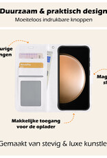 Nomfy Hoesje Geschikt voor Samsung S23 FE Hoes Bookcase Flipcase Book Cover Met Screenprotector - Hoes Geschikt voor Samsung Galaxy S23 FE Hoesje Book Case - Wit