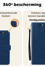 Nomfy Hoesje Geschikt voor Samsung S23 FE Hoes Bookcase Flipcase Book Cover Met 2x Screenprotector - Hoes Geschikt voor Samsung Galaxy S23 FE Hoesje Book Case - Donkerblauw