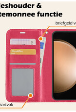 Nomfy Hoesje Geschikt voor Samsung S23 FE Hoes Bookcase Flipcase Book Cover Met 2x Screenprotector - Hoes Geschikt voor Samsung Galaxy S23 FE Hoesje Book Case - Donkerroze