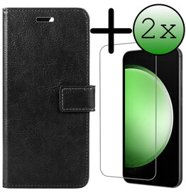 BASEY. BASEY. Samsung Galaxy S23 FE Hoesje Bookcase Met 2x Screenprotector - Zwart