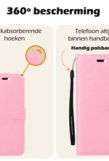 Nomfy Hoesje Geschikt voor Samsung S23 FE Hoes Bookcase Flipcase Book Cover Met 2x Screenprotector - Hoes Geschikt voor Samsung Galaxy S23 FE Hoesje Book Case - Lichtroze