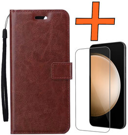 Nomfy Nomfy Samsung Galaxy S23 FE Hoesje Bookcase Met Screenprotector - Bruin