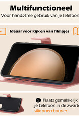 Nomfy Hoesje Geschikt voor Samsung S23 FE Hoes Bookcase Flipcase Book Cover Met 2x Screenprotector - Hoes Geschikt voor Samsung Galaxy S23 FE Hoesje Book Case - Rosé goud