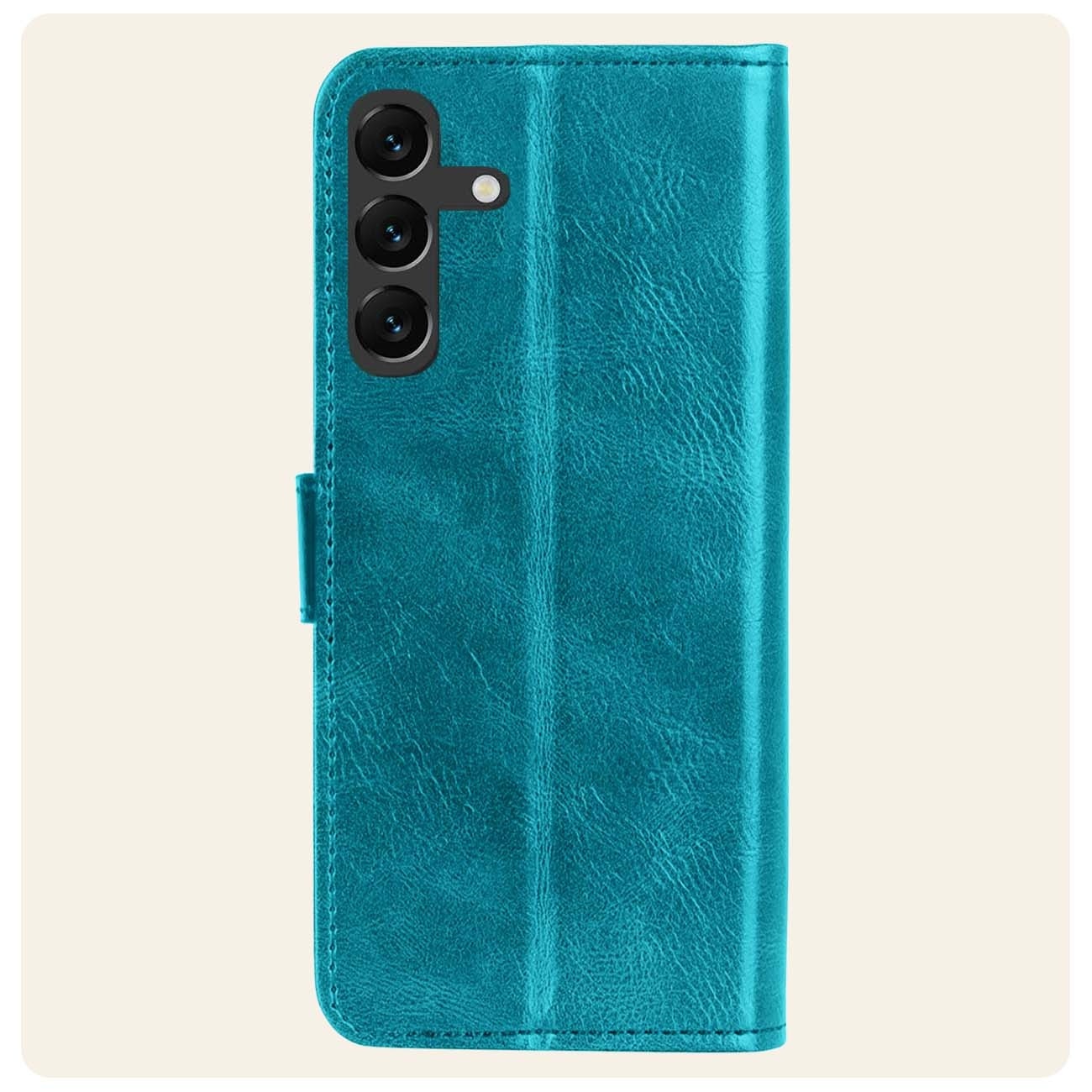 Nomfy Hoesje Geschikt voor Samsung S23 FE Hoes Bookcase Flipcase Book Cover Met 2x Screenprotector - Hoes Geschikt voor Samsung Galaxy S23 FE Hoesje Book Case - Turquoise