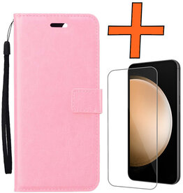 Nomfy Nomfy Samsung Galaxy S23 FE Hoesje Bookcase Met Screenprotector - Lichtroze