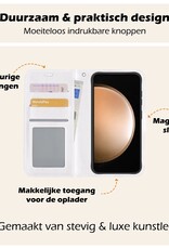 Nomfy Hoesje Geschikt voor Samsung S23 FE Hoes Bookcase Flipcase Book Cover Met 2x Screenprotector - Hoes Geschikt voor Samsung Galaxy S23 FE Hoesje Book Case - Wit