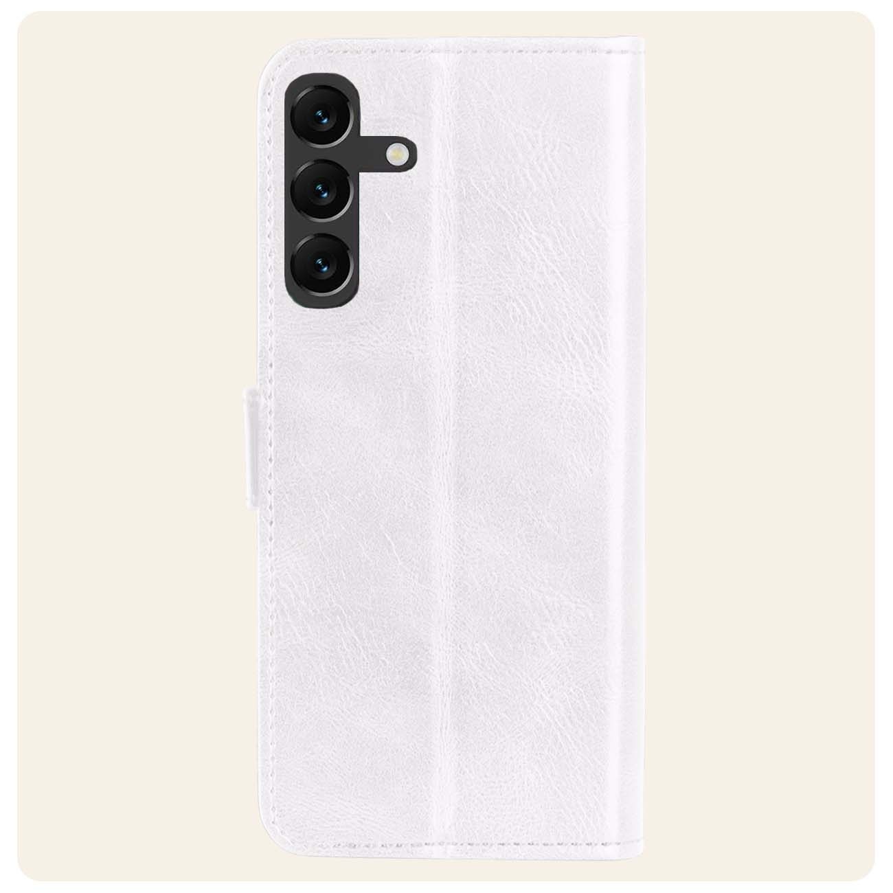 Nomfy Hoesje Geschikt voor Samsung S23 FE Hoes Bookcase Flipcase Book Cover Met 2x Screenprotector - Hoes Geschikt voor Samsung Galaxy S23 FE Hoesje Book Case - Wit