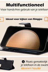 Nomfy Hoesje Geschikt voor Samsung S23 FE Hoes Bookcase Flipcase Book Cover Met 2x Screenprotector - Hoes Geschikt voor Samsung Galaxy S23 FE Hoesje Book Case - Zwart