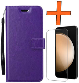 Nomfy Nomfy Samsung Galaxy S23 FE Hoesje Bookcase Met Screenprotector - Paars