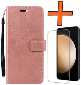 Nomfy Nomfy Samsung Galaxy S23 FE Hoesje Bookcase Met Screenprotector - Rose Goud